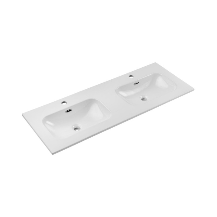 Badezimmer-Set BRAZZA: Waschtischunterschrank 120cm + doppeltes eingelassenes weißes Waschbecken