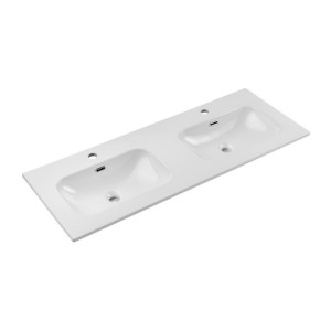 Double vasque encastrée blanche en céramique