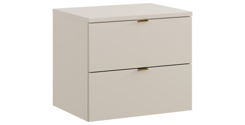 Ensemble BELLA : meuble sous vasque à tiroirs 60cm et plan pour vasque coloris cachemire