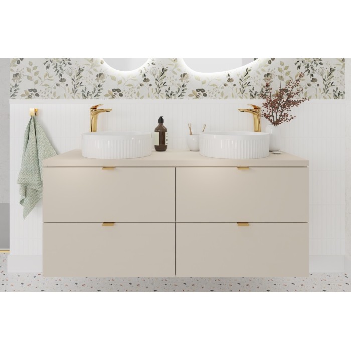 Badezimmer-Set BELLA: Waschbeckenschrank 120cm + Waschtischplatte