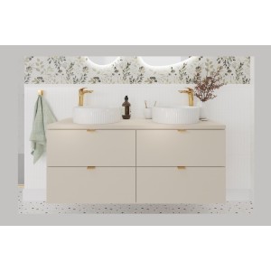 Ensemble BELLA 120cm : meubles sous vasque 60cm et plan pour vasque cachemire vu de près