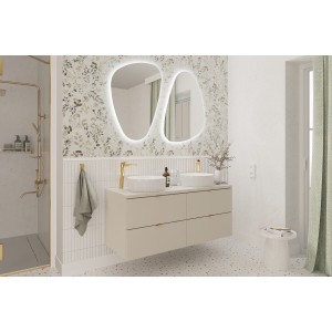 Ensemble BELLA 120cm : meubles sous vasque 60cm et plan pour vasque cachemire mis en situation