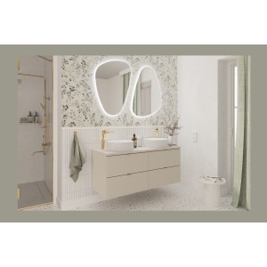 Ensemble BELLA 120cm : meubles sous vasque 60cm et plan pour vasque cachemire mis en situation