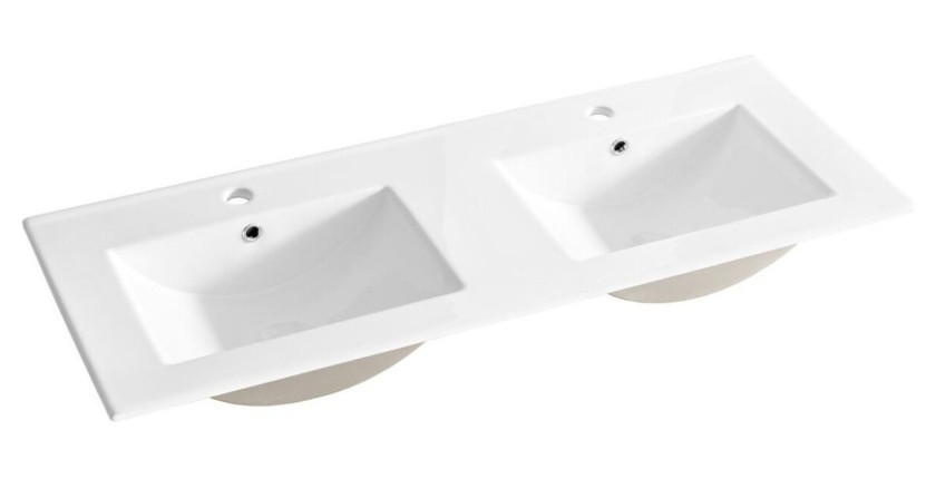 Double vasque à encastrer en céramique blanche