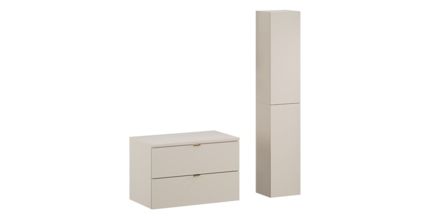 Ensemble BELLA : meuble sous vasque 80cm, plan pour vasque et colonne cachemire