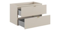 Meuble sous vasque BELLA à tiroirs, coloris cachemire, 80cm ouvert