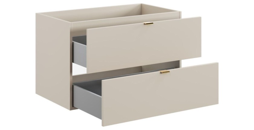Meuble sous vasque à tiroirs coloris cachemire BELLA ouvert