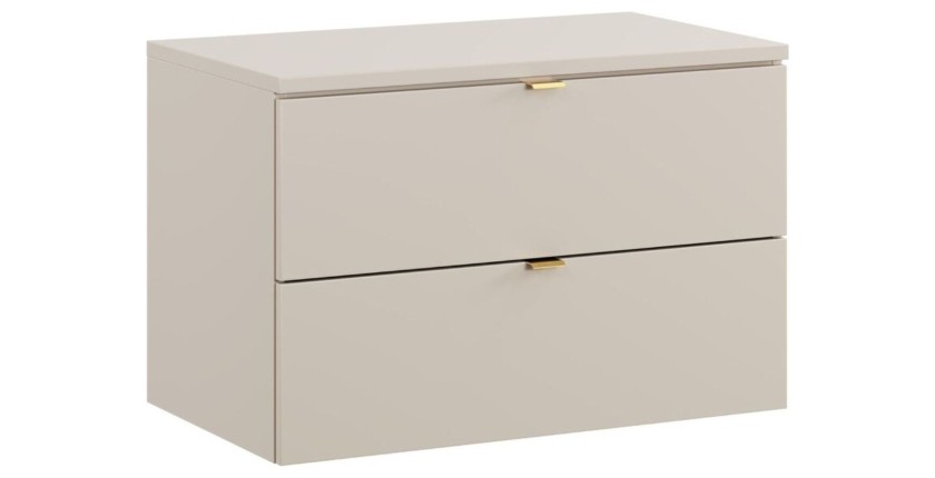 Ensemble BELLA 80cm : meuble sous vasque à tiroirs et plan pour vasque coloris cachemire