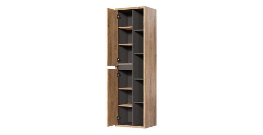 Set MATT: Waschtischunterschrank 100cm + schwarzes Aufsatzbecken + Stauraumsäule + Spiegelschränke + LED