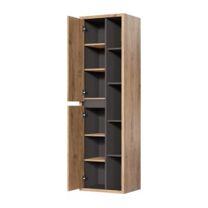 Set MATT: Waschtischunterschrank 100cm + schwarzes Aufsatzbecken + Stauraumsäule + Spiegelschränke + LED