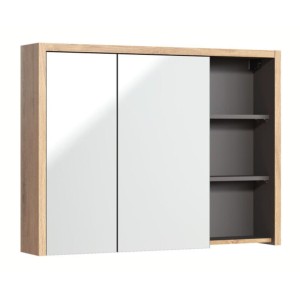 Set MATT: Waschtischunterschrank 100cm + schwarzes Aufsatzbecken + Stauraumsäule + Spiegelschränke + LED