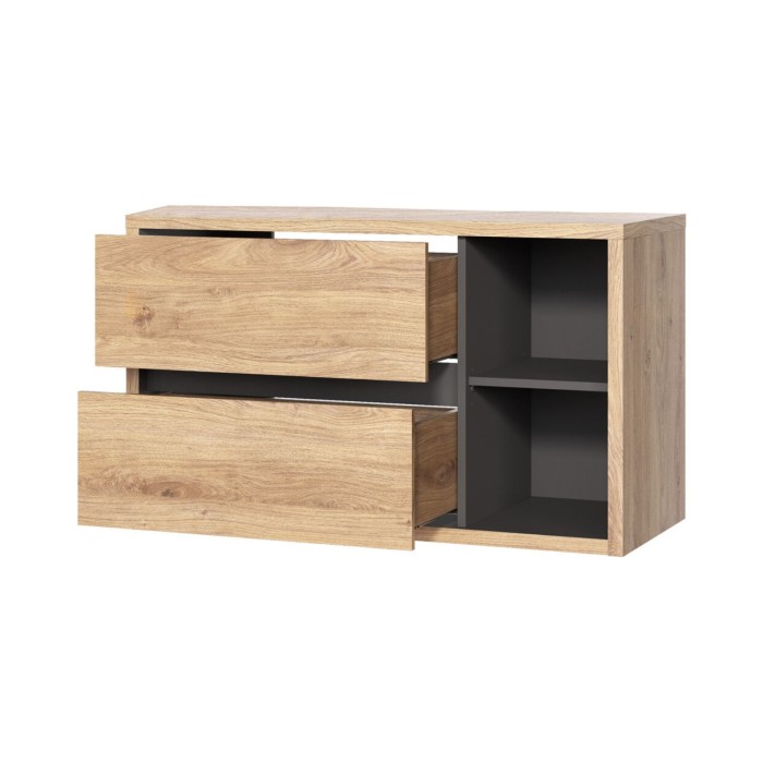 Set MATT: onderkast 100cm + zwarte opbouwwastafel + opbergkolom + opbergruimtes met spiegels + LED