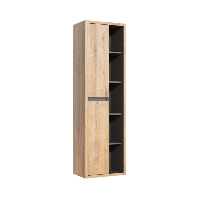 Set MATT: onderkast 100cm + zwarte opbouwwastafel + opbergkolom + opbergruimtes met spiegels + LED