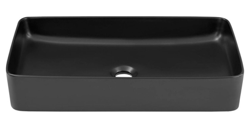 Badezimmer-Set MATT: Waschtischunterschrank 100cm + aufgesetztes Waschbecken schwarz