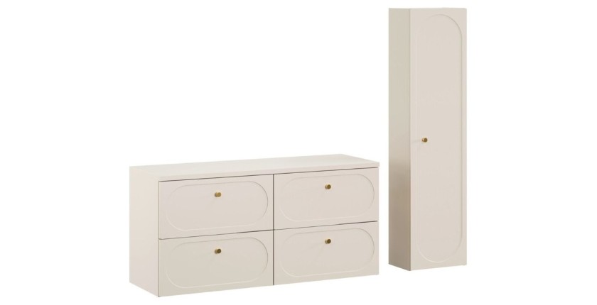 Ensemble TORNADO 120cm : meubles sous vasque, plan pour vasque et colonne de salle de bain