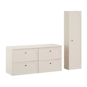 Ensemble TORNADO 120cm : meubles sous vasque, plan pour vasque et colonne de salle de bain