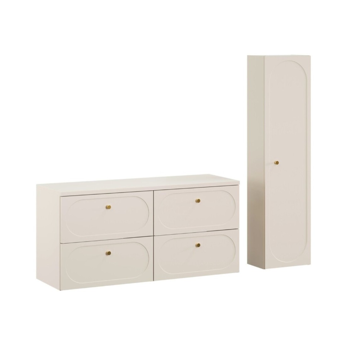 Ensemble TORNADO 120cm : meubles sous vasque, plan pour vasque et colonne de salle de bain