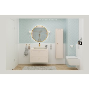 Ensemble TORNADO : meuble sous vasque 80cm, plan pour vasque et colonne de rangement vu de face