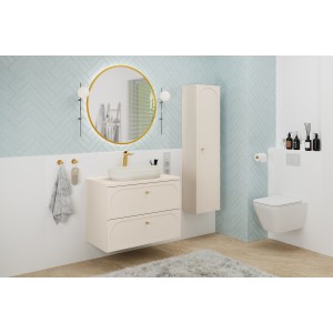 Ensemble TORNADO : meuble sous vasque 80cm, plan pour vasque et colonne de rangement mis en situation