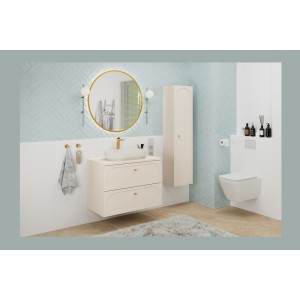 Ensemble TORNADO : meuble sous vasque 80cm, plan pour vasque et colonne de rangement mis en situation