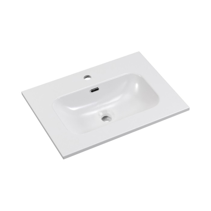 Badezimmer-Set TORNADO: beige Unterschrank 60cm + weißes Einbauwaschbecken