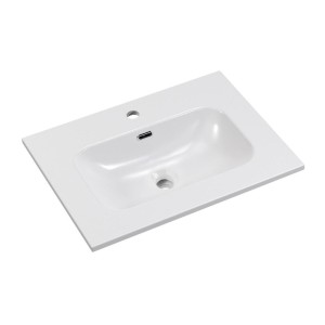 Badezimmer-Set TORNADO: beige Unterschrank 60cm + weißes Einbauwaschbecken