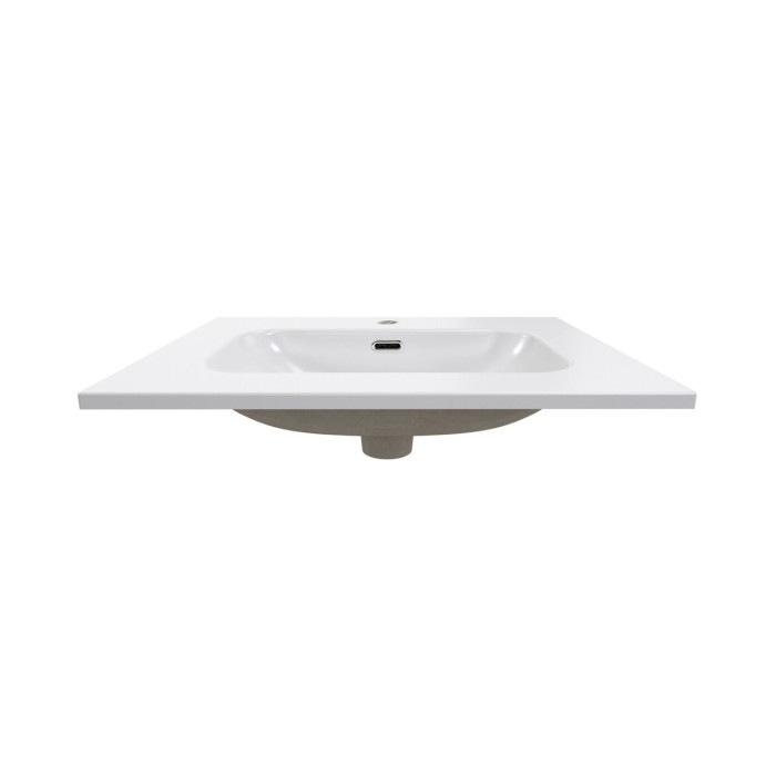 Badezimmer-Set TORNADO: beige Unterschrank 60cm + weißes Einbauwaschbecken