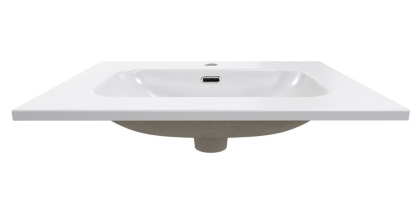 Badezimmer-Set TORNADO: beige Unterschrank 60cm + weißes Einbauwaschbecken