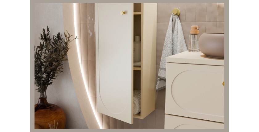 Badezimmer-Set TORNADO beige: Unterschrank 60cm + Waschtischplatte + Aufbewahrungssäule