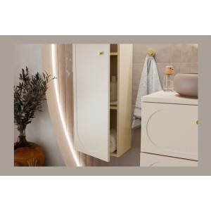 Badezimmer-Set TORNADO beige: Unterschrank 60cm + Waschtischplatte + Aufbewahrungssäule