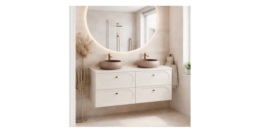 Ensemble TORNADO 120cm : meubles sous vasque et plan pour vasque cachemire mis en situation