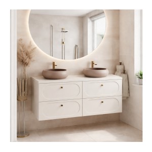 Ensemble TORNADO 120cm : meubles sous vasque et plan pour vasque cachemire mis en situation