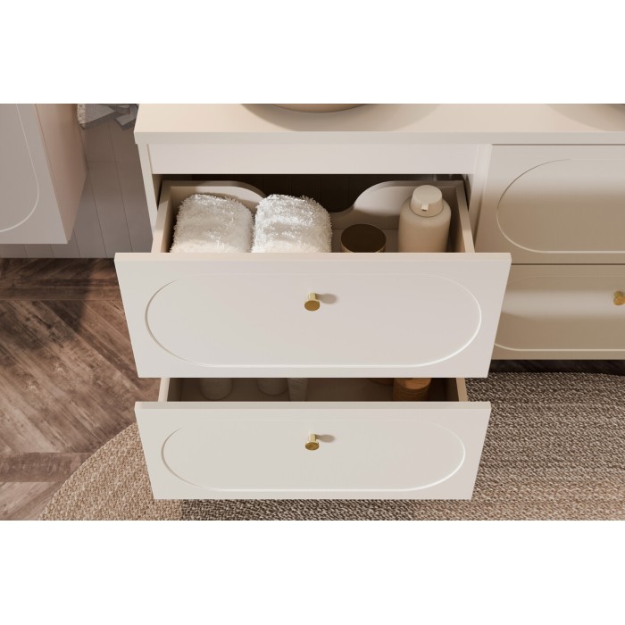 Set van badkamermeubels TORNADO beige: onderkast 120cm + blad voor wastafel