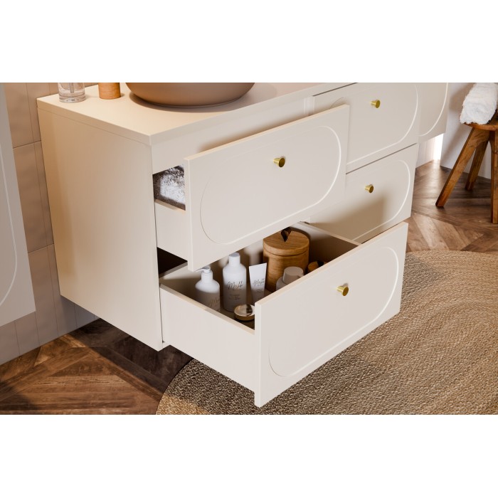 Set van badkamermeubels TORNADO beige: onderkast 120cm + blad voor wastafel