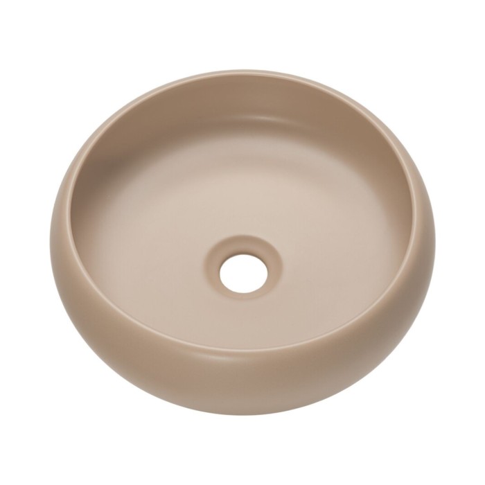 Badezimmer-Set TORNADO beige: Waschbeckenunterschrank 80cm + Platte für das Waschbecken + Aufsatzwaschbecken rund braun
