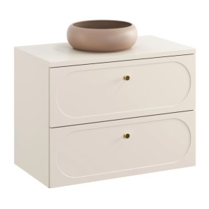 Ensemble TORNADO 80cm : meuble sous vasque, plan pour vasque et vasque à poser ronde marron cappuccino