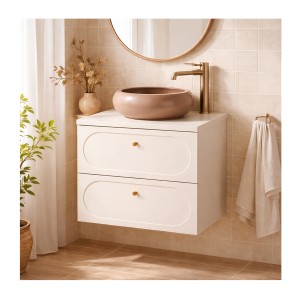 Ensemble TORNADO 60cm : meuble sous vasque et plan pour vasque cachemire mis en situation