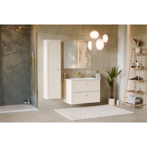 Ensemble meuble sous vasque cachemire et vasque encastrée blanche TORNADO 80cm mis en situation