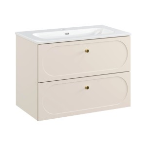 Ensemble meuble sous vasque cachemire et vasque encastrée blanche TORNADO 80cm