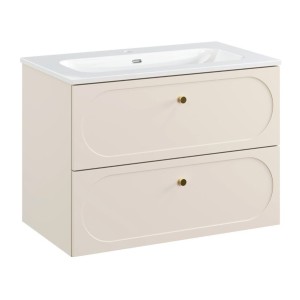 Ensemble meuble sous vasque cachemire et vasque encastrée blanche TORNADO 80cm