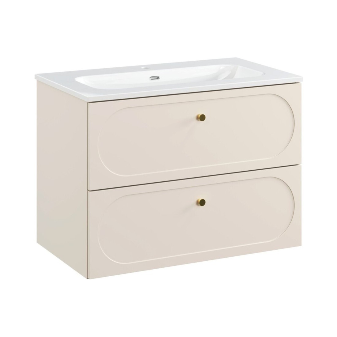 Ensemble meuble sous vasque cachemire et vasque encastrée blanche TORNADO 80cm