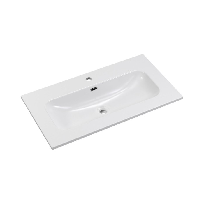 Badezimmer-Set TORNADO: Beiges Waschbeckenunterschrank 80cm + weißes Einbauwaschbecken