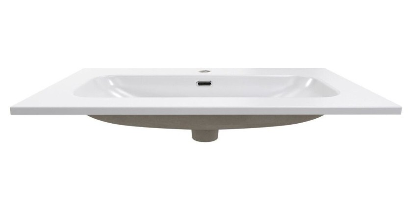 Vasque à encastrer blanche en céramique vu de face