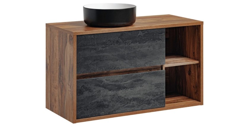 Ensemble GABI : meuble sous vasque et vasque à poser noire et blanche