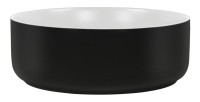 Vasque à poser en céramique, noire à l'extérieur et blanche à l'intérieur vu de face