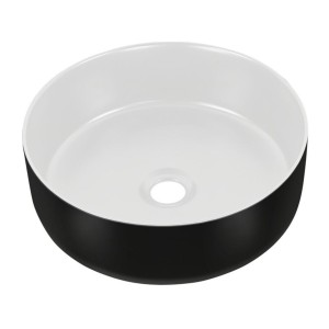 Vasque à poser en céramique, noire à l'extérieur et blanche à l'intérieur