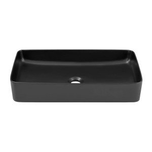 Vasque noire en céramique rectangulaire vue de face