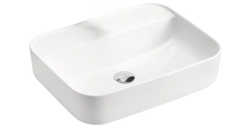 Vasque à poser rectangulaire en céramique blanche