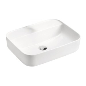 Vasque à poser rectangulaire en céramique blanche