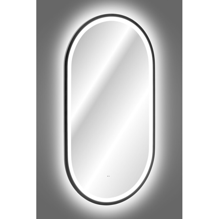 Espejo de baño LED negro ovalado 90x50 cm diseño